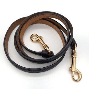 Coach Black Pebbled Leather 0.5" X 45" Strap Gold Tone Lobster Clasps